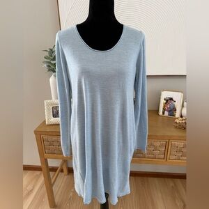 Eileen Fisher Light Ice Blue Long Sleeve Tunic 100% Merino Wool Size L